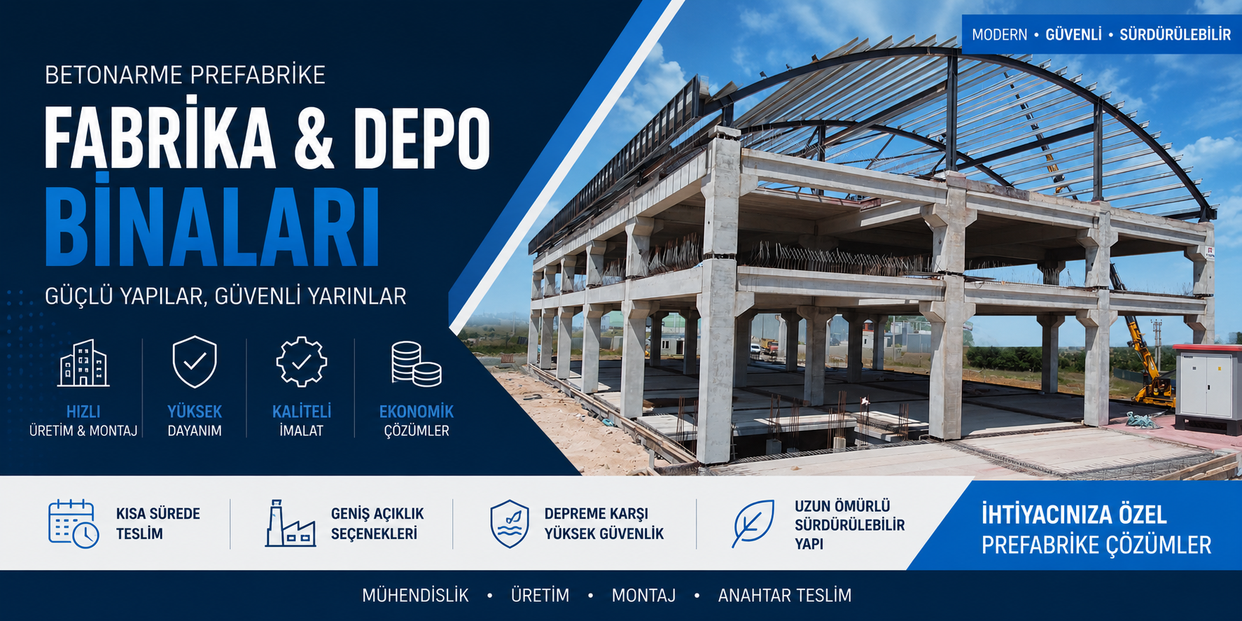Betonarme Prefabrik Fabrika ve Depo Yapıları | Organize Sanayi Bölgeleri İçin Modern Sanayi Çözümleri
